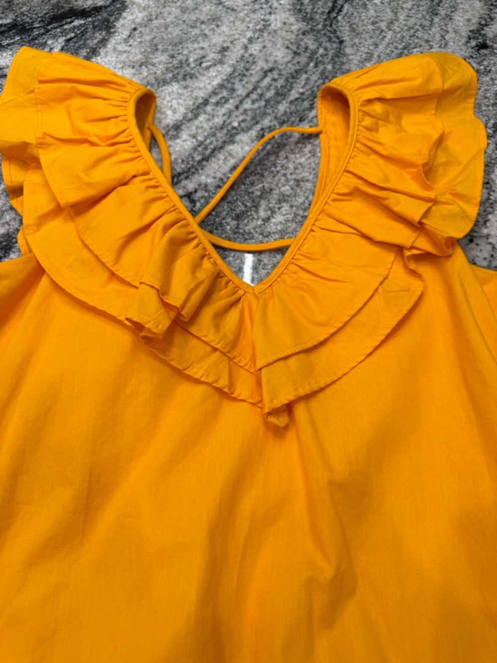 NWOT Maeve Sunrise Ruffle V-Neck Mini Dress - Yellow L - Picture 11 of 13